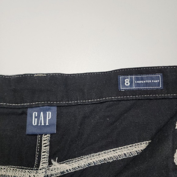 Gap Womens Carpenter Pants Size 8 Black White Contrast Stitch High Rise Cotton - Picture 7 of 14